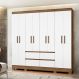 Guarda Roupa Casal 8 Portas com 4 gavetas Naturale / Branco Belem - Moval