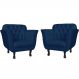 Kit 02 Poltronas Decorativas Helena Pés Luis XV Suede Azul Marinho - DS Estofados