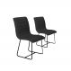 Conjunto 2 Cadeiras Cristal Linho Preto Metal Preto