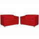 Combo 02 Namoradeira Decorativa Tilla Pés Cromados Suede Vermelho - DS Estofados