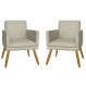 Combo 02 Poltrona Decorativa Pés Palito Nina Estilo Matelassê Bege - DS Estofados