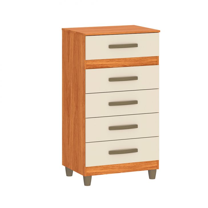 Cômoda Malta 5 Gavetas Cinamomo e Off White