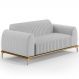 Sofá 3 Lugares Para Sala de Estar Molino 180 cm D02 Pés D'Ouro Linho Cinza D-315 - Lyam Decor