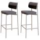 Kit 02 Banquetas Alta Bar Cozinha Sala De Jantar Aço Branco Kaira C01 Linho Cinza Courino Preto - Lyam Decor
