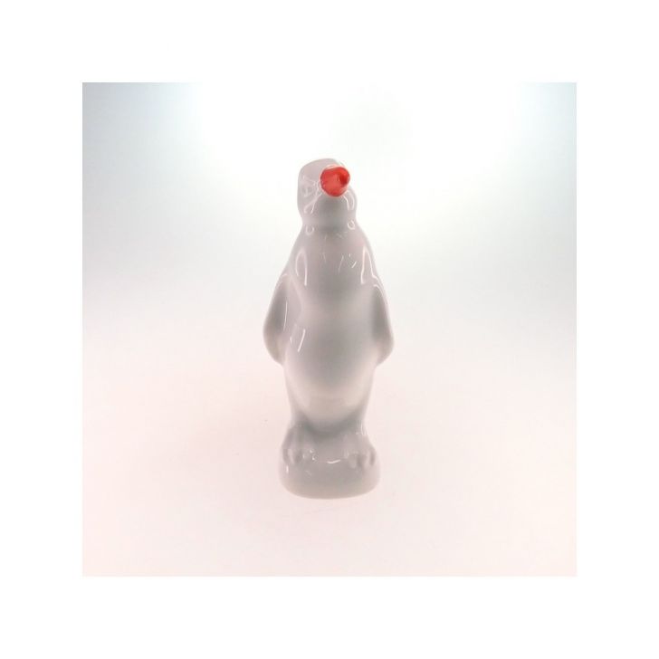 Miniatura Pinguim Cerâmica Decorativa Branco 23x18Cm