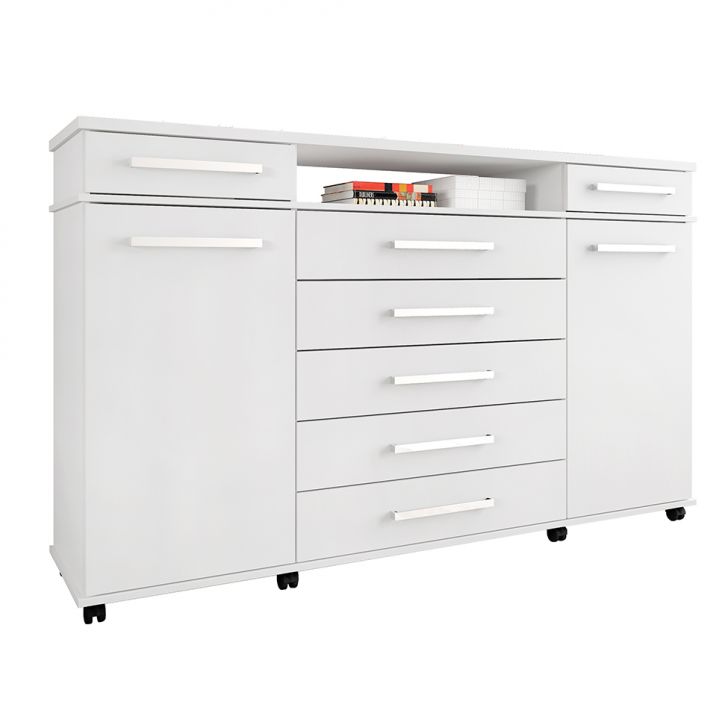 Cômoda London 2 Portas 7 Gavetas Branco