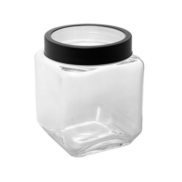 Pote de Mantimentos Gastro Transparente e Preto 1,2 L
