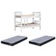 Kit Beliche De Solteiro Branca com Escada Madeira Reforçada 100% Mdf + 2 Colchão de Espuma D28 Solteiro