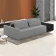 Sofá Ilha Modulado Milos 232cm Puff Lateral Cinza Preto Manchado Veludo/PU G33 - Gran Belo