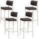 Kit 04 Banquetas Alta Bar Cozinha Sala De Jantar Aço Branco Kaira C01 Linho Preto - Lyam Decor