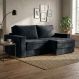 Sofá 3 Lugares Retrátil Berna Suede Preto 210 cm