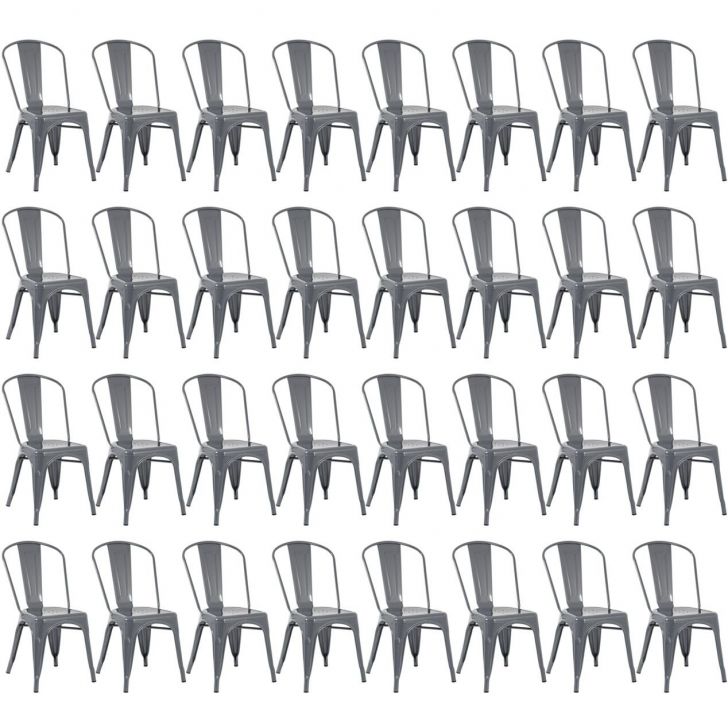 Kit 32 cadeiras Iron Tolix design indutrial jantar cozinha Cinza escuro