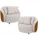 Kit 02 Poltronas Decorativa Fixa Pés De Madeira Witta M03 Couríssimo Whisky Linho Bege - Lyam Decor