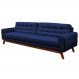 Sofá 3 Lugares Sala de Estar Eros 210 cm Veludo Azul Marinho Base Fixa G15 - Gran Belo