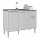 Balcão de Cozinha Gabinete Pia 105cm 3 Portas 1 Gaveta Siena Multimóveis MP2190 Branco Branco