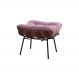 Puff Decorativo Sala de Estar Abel Base de Madeira Preto Suede Rosa G41 - Gran Belo
