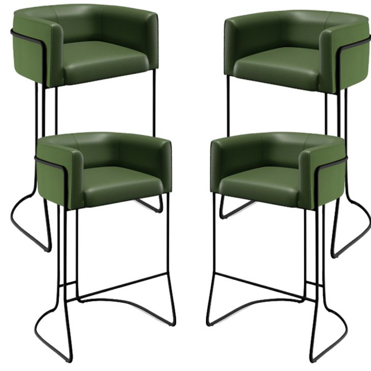Kit 04 Banquetas Decorativas Fixa Base de Aço Preto Betina D02 Corano Verde B-89 - Lyam Decor