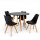 Conjunto Mesa Jantar Leda 90 cm + 4 Cadeiras Leda Saarinen Preta