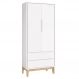 Guarda Roupa Infantil Classic 2 Portas Branco Fosco com Pés Madeira Natural - Reller Móveis