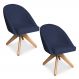 Kit 02 Poltronas Cadeira Giratória Bela Suede Azul Marinho Base de Madeira - Pallazio