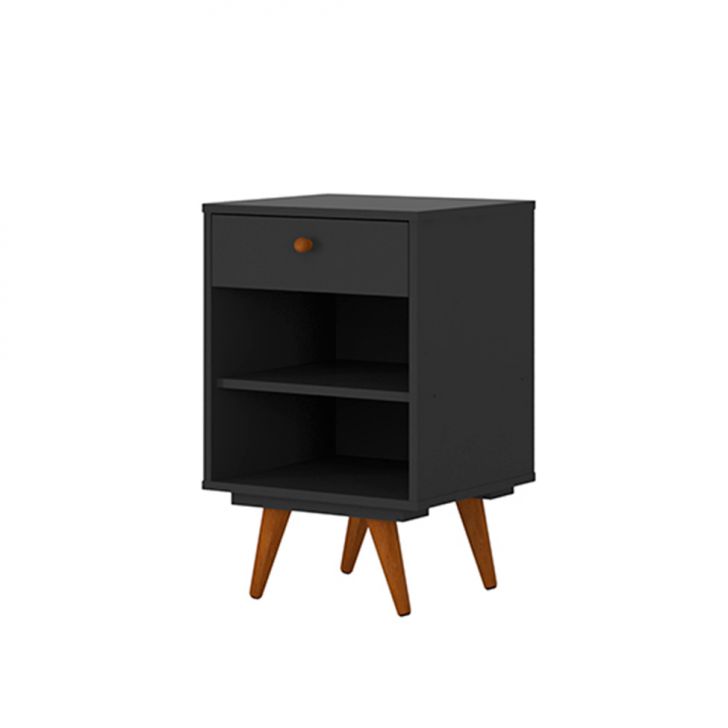 Mesa De Cabeceira Retrô Plus 1 Gaveta Preta
