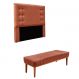 Conjunto de Cabeceira Casal com Recamier Gênova Veludo Cobre