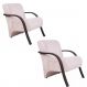 Kit 2 Poltronas Para Sala de Espera Recepção Bege Em Suede Com Braços de Madeira Decorativa Confortável Até 120 kg - PSM