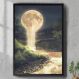 Quadro Decorativo Lua Cheia Cachoeira-24x34Cm