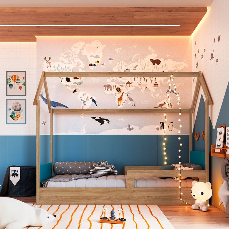Cama Infantil Montessoriana Miney Aveiro e Azul