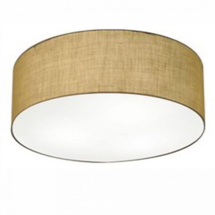 Plafon Cilíndrico Md-3019 Cúpula em Tecido 80x15cm Palha - Bivolt