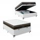 Cama Box Baú Viúva + Colchão Paris Molas Ensacadas Pocket - 66x128x188cm - Couro Branco