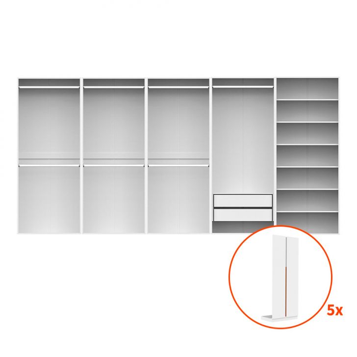 Guarda-roupa Modulado Com Cabideiros E Prateleiras New Tuyo 10 Portas 2 Gavetas Branco 450 Cm