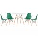 Mesa redonda Eames 100 cm branco + 4 cadeiras Eiffel DSW Verde escuro