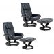 Conjunto com 2 Poltronas de Massagem com Puff Louisiana Preto
