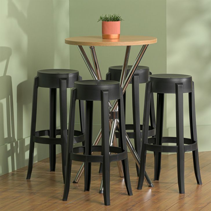 Conjunto de Banquetas de Pástico Shine Preta