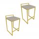Conjunto 02 Banquetas Pietra Suede Marrom Rato Base Dourado D'Rossi