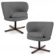 Kit 02 Poltronas Decorativas Melissa Base Xis Giratória C-416 Linho Cinza Escuro - Domi