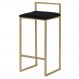 Banqueta Decorativa Jasmine Base Gold Suede Preto - Gran Belo