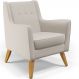 Poltrona Decorativa com Pés de Madeira Taroba D02 Linho Cru C-443 - Lyam Decor