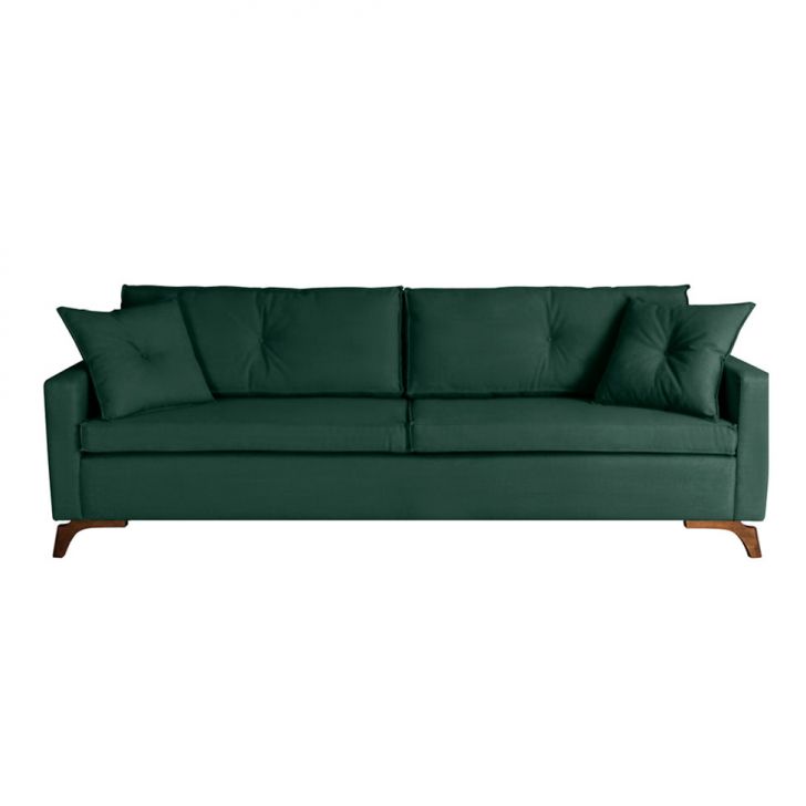 Image of Sofá 3 Lugares Viena Veludo Verde 210 Cm PLA-SO964UP96KCLMOB