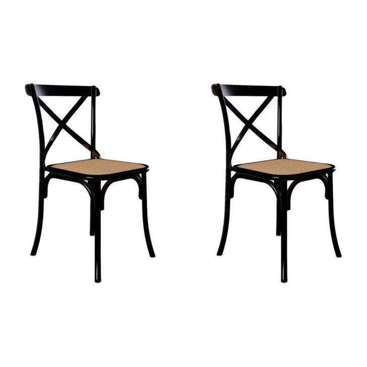 Conjunto com 2 Cadeiras de Jantar Katrina Preta