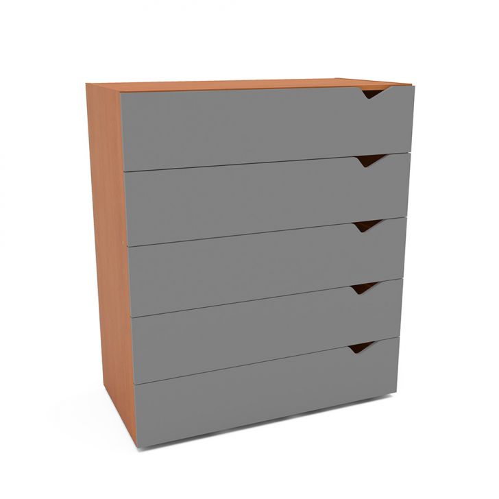Cômoda Porto 5 Gavetas Cinza e Freijó