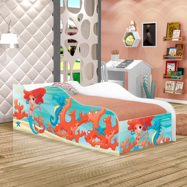 Mini Cama Fun Sereia Menina Infantil Com Colchão