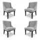 Kit 4 Cadeiras Decorativas Sala de Jantar Base Fixa de Madeira Firenze Suede Cinza/Preto G19 - Gran Belo