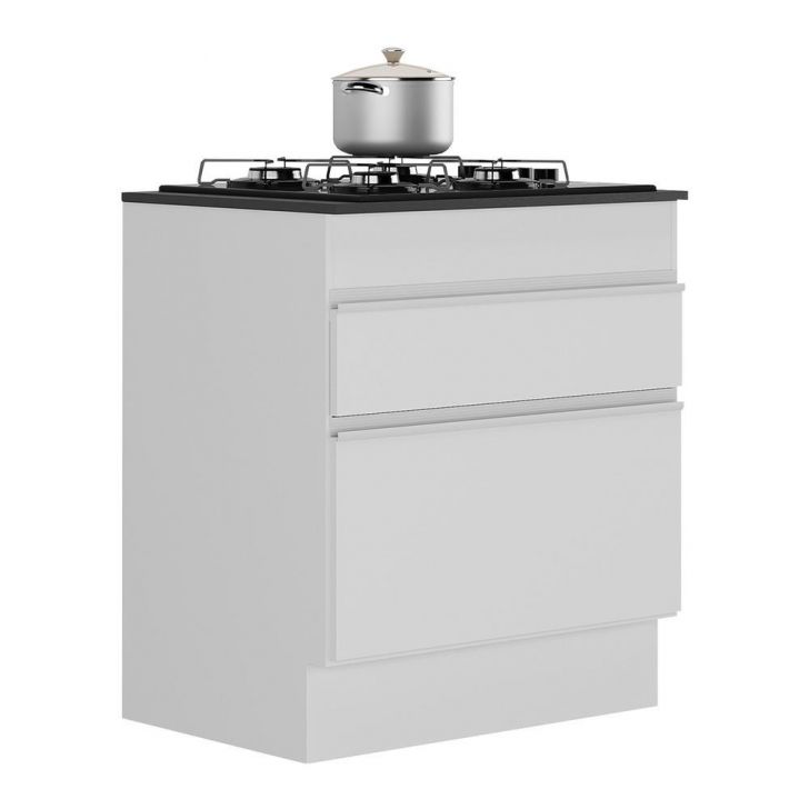 Balcão Cozinha para Cooktop 70cm com Rodapé  1 Porta 1 Gaveta Veneza Multimóveis V2118 Branco