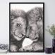 Quadro Decorativo Leões Preto e Branco-24x34Cm