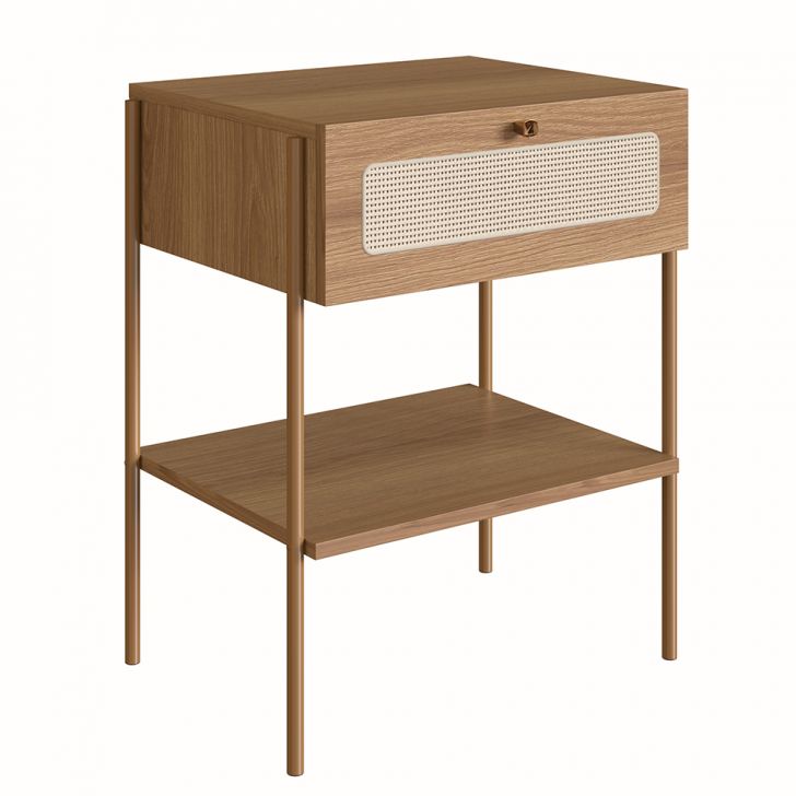 Mesa De Cabeceira Oslo 1 Gaveta Hanover E Dourada
