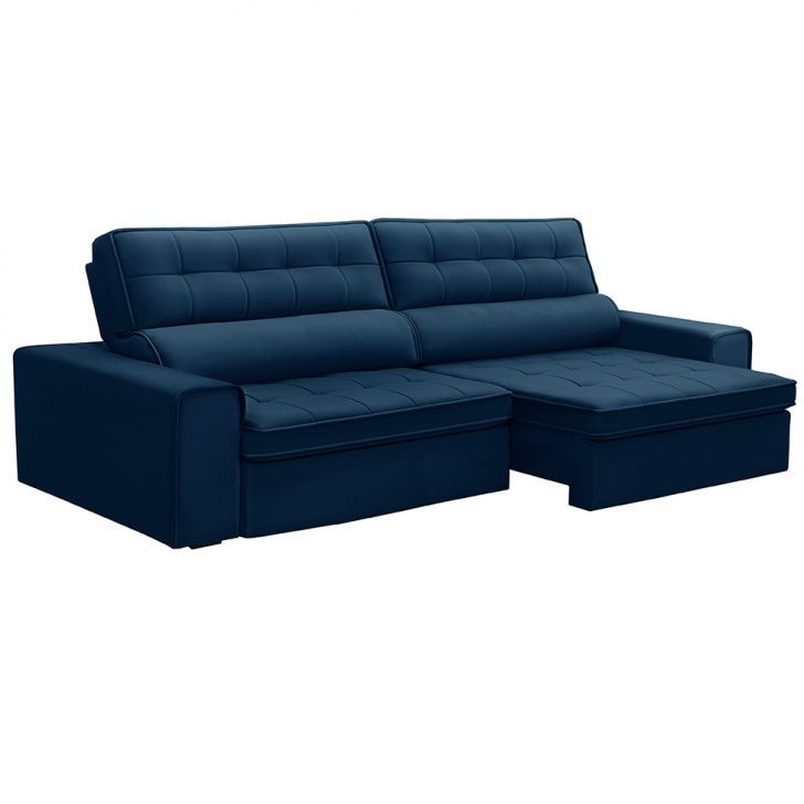 Image of Sofá 5 Lugares Retrátil E Reclinável Ravena Veludo Azul PLA-FE691UP96ECPMOB