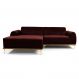 Sofá 3 Lugares Molino com Chaise Esquerdo Veludo Bordô e Dourado