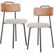 Kit 02 Cadeiras Decorativas Estofada Sala Jantar Barcelona L02 Couríssimo Camel Linho Bege - Lyam